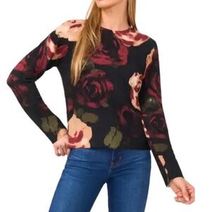 Halogen® Floral Print Crewneck Sweater